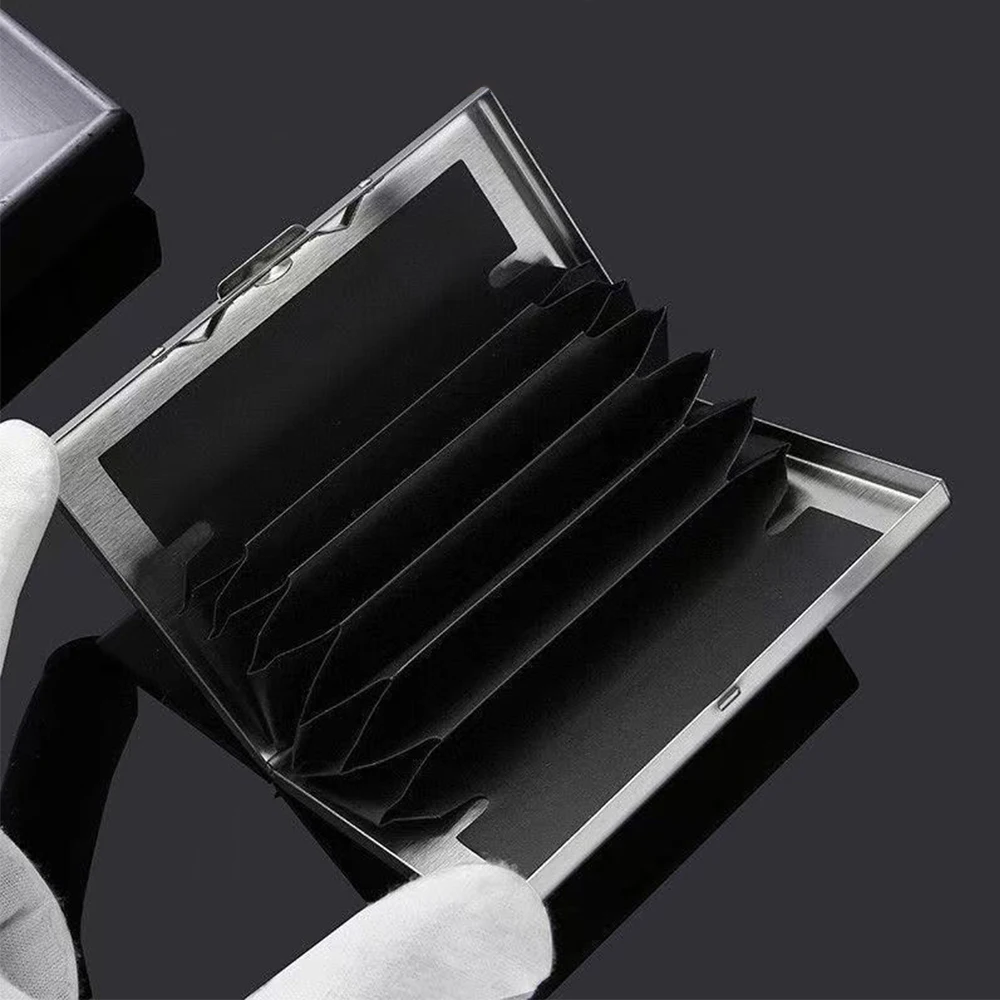 Minimalist Letter Print Credit Card Case Wallet Men Women Business Slim Wallet Stainless Steel Card Holder 10 Card Slot Gift
