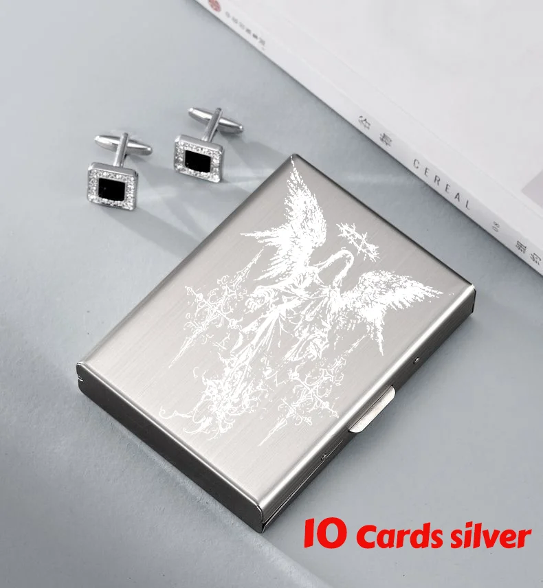 Minimalist Letter Print Credit Card Case Wallet Men Women Business Slim Wallet Stainless Steel Card Holder 10 Card Slot Gift