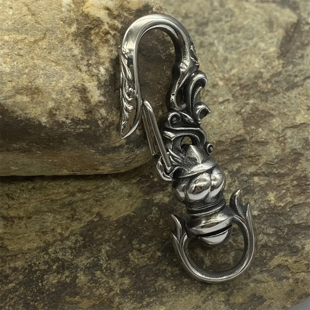 1PCS Key Hook 316Stainless Steel Punk Carabiner Keychain Mens DIY Lobster Clasp Making Clips Spring Buckle