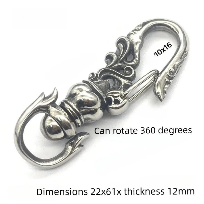 1PCS Key Hook 316Stainless Steel Punk Carabiner Keychain Mens DIY Lobster Clasp Making Clips Spring Buckle