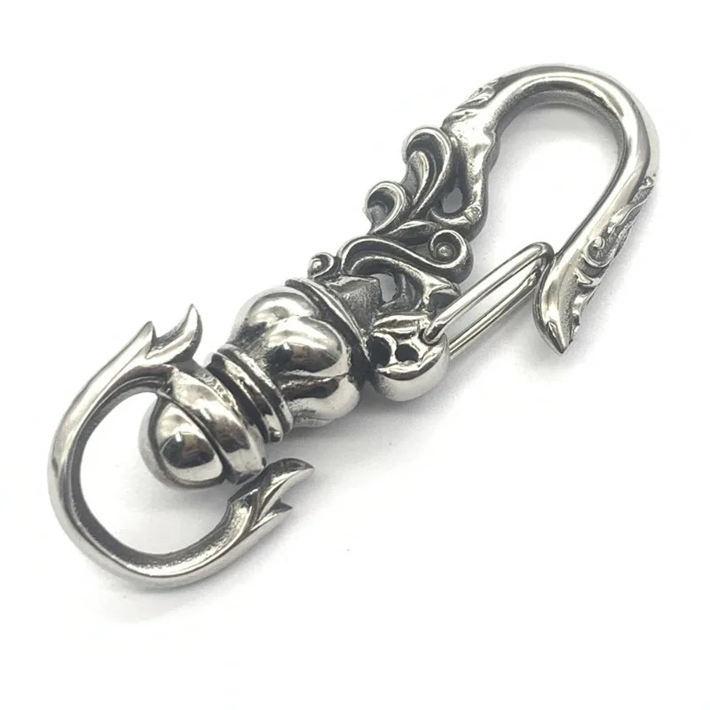 1PCS Key Hook 316Stainless Steel Punk Carabiner Keychain Mens DIY Lobster Clasp Making Clips Spring Buckle