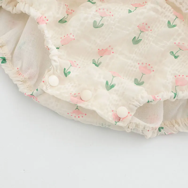 2026 Baby Girl Summer Princess Strap Bodysuit 0-2Y 3D Flower Thin Breathable Lace Tutu Infant Romper Newborn 100 Days Outfit