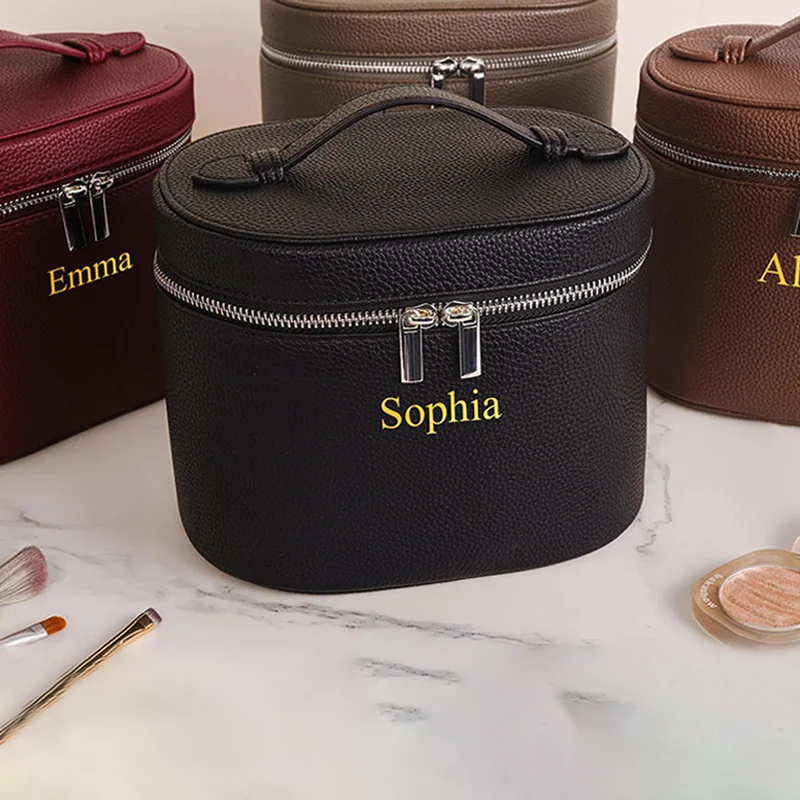Personalized Makeup Bag, Custom Cosmetic Bag, Bridesmaid Makeup Bag, Leather Cosmetic Case, Women Toiletry Bag, Bridesmaid Gift