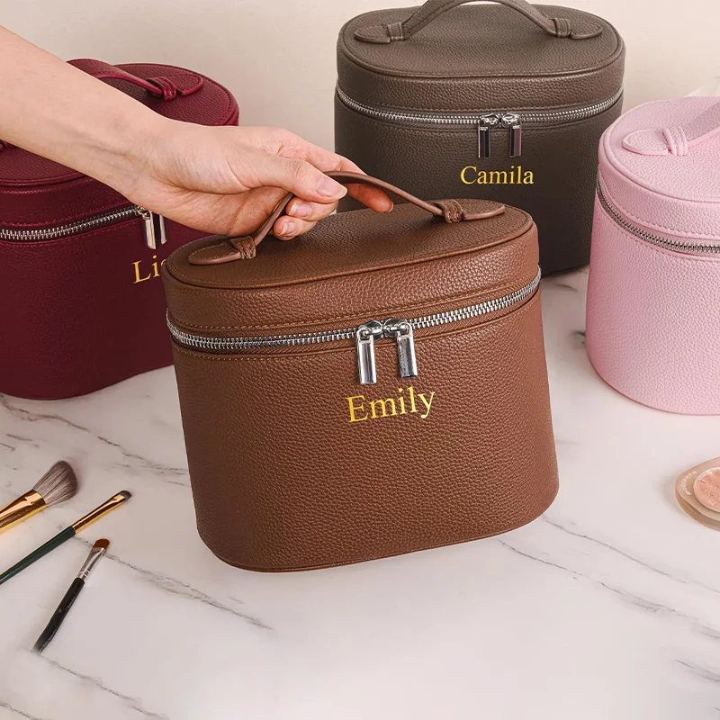 Personalized Makeup Bag, Custom Cosmetic Bag, Bridesmaid Makeup Bag, Leather Cosmetic Case, Women Toiletry Bag, Bridesmaid Gift