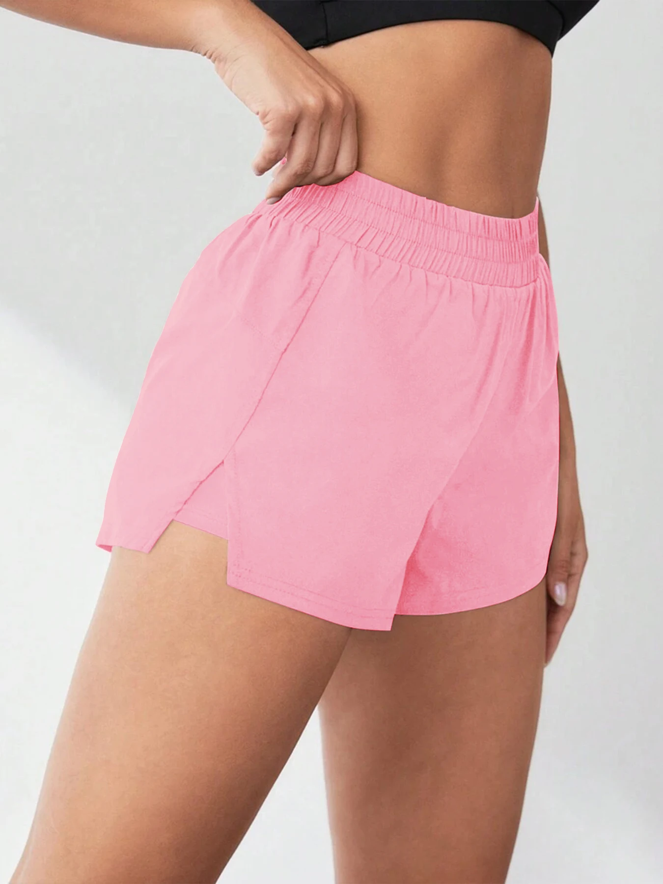 2026 New Style Faux Two-Piece Anti-Exposure Yoga Shorts Sports Shorts Running Fitness Tennis Casual Basic Sports Pants Women's