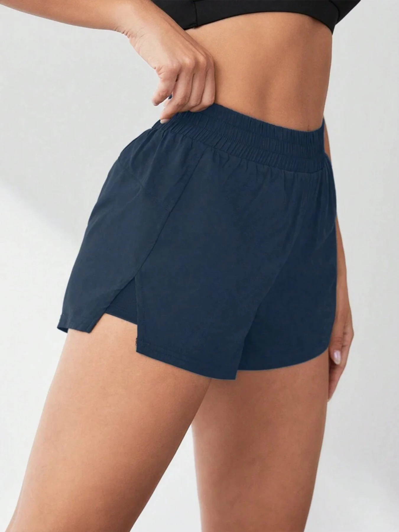 2026 New Style Faux Two-Piece Anti-Exposure Yoga Shorts Sports Shorts Running Fitness Tennis Casual Basic Sports Pants Women's