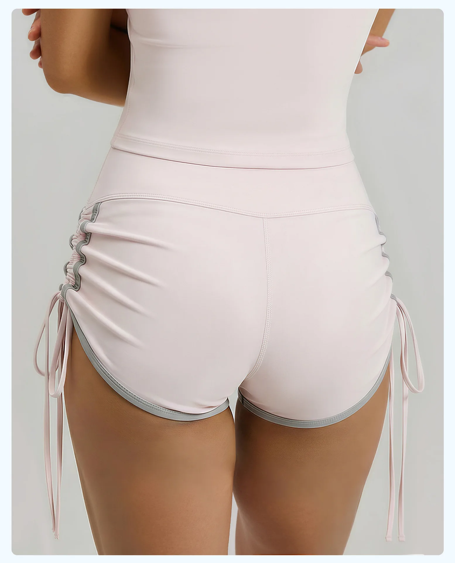 New Drawstring Sports Shorts Women High Waisted Contrasting Colors Shorts Workout Run Yoga Fitness Shorts Quick Drying Shorts