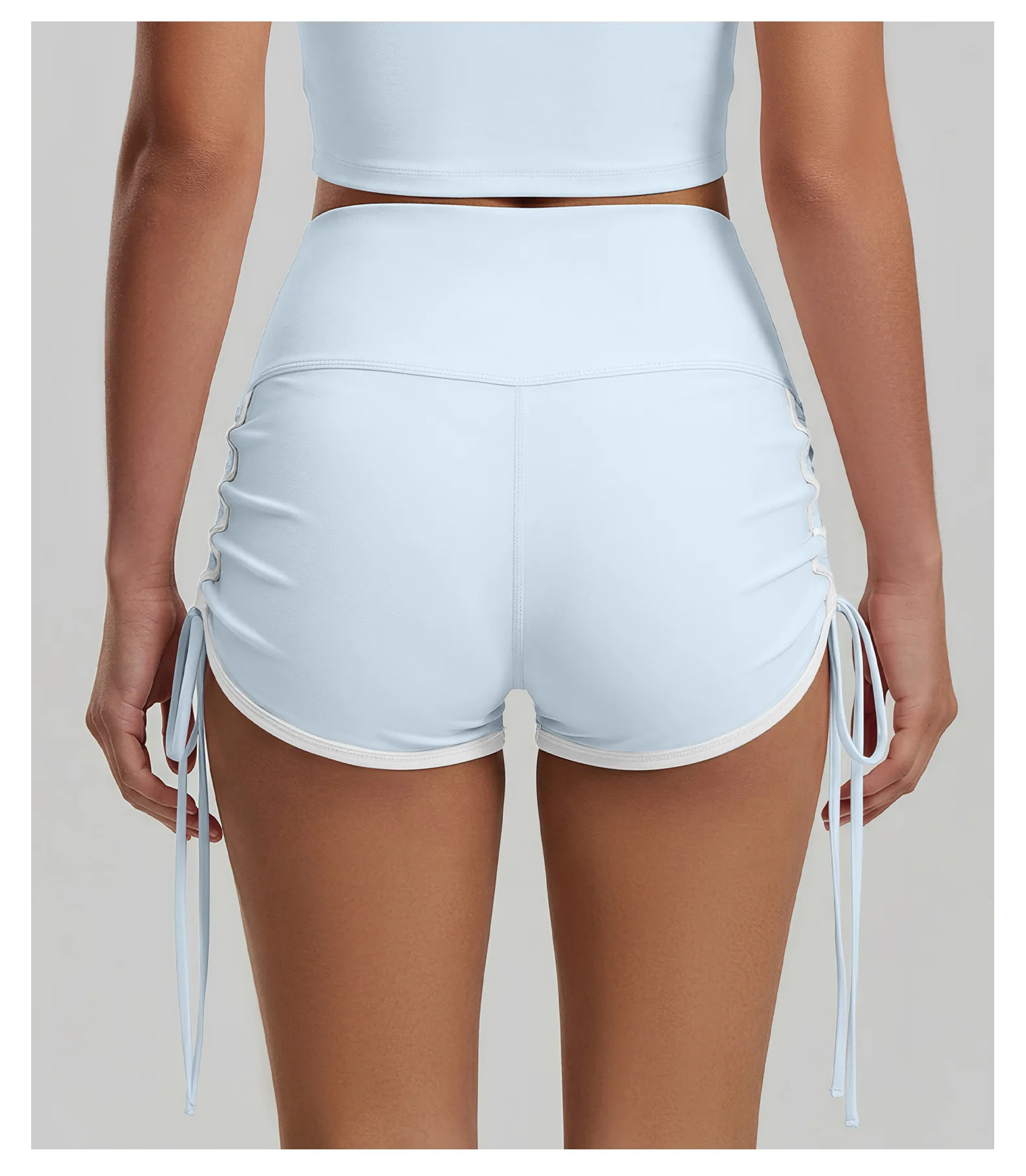 New Drawstring Sports Shorts Women High Waisted Contrasting Colors Shorts Workout Run Yoga Fitness Shorts Quick Drying Shorts