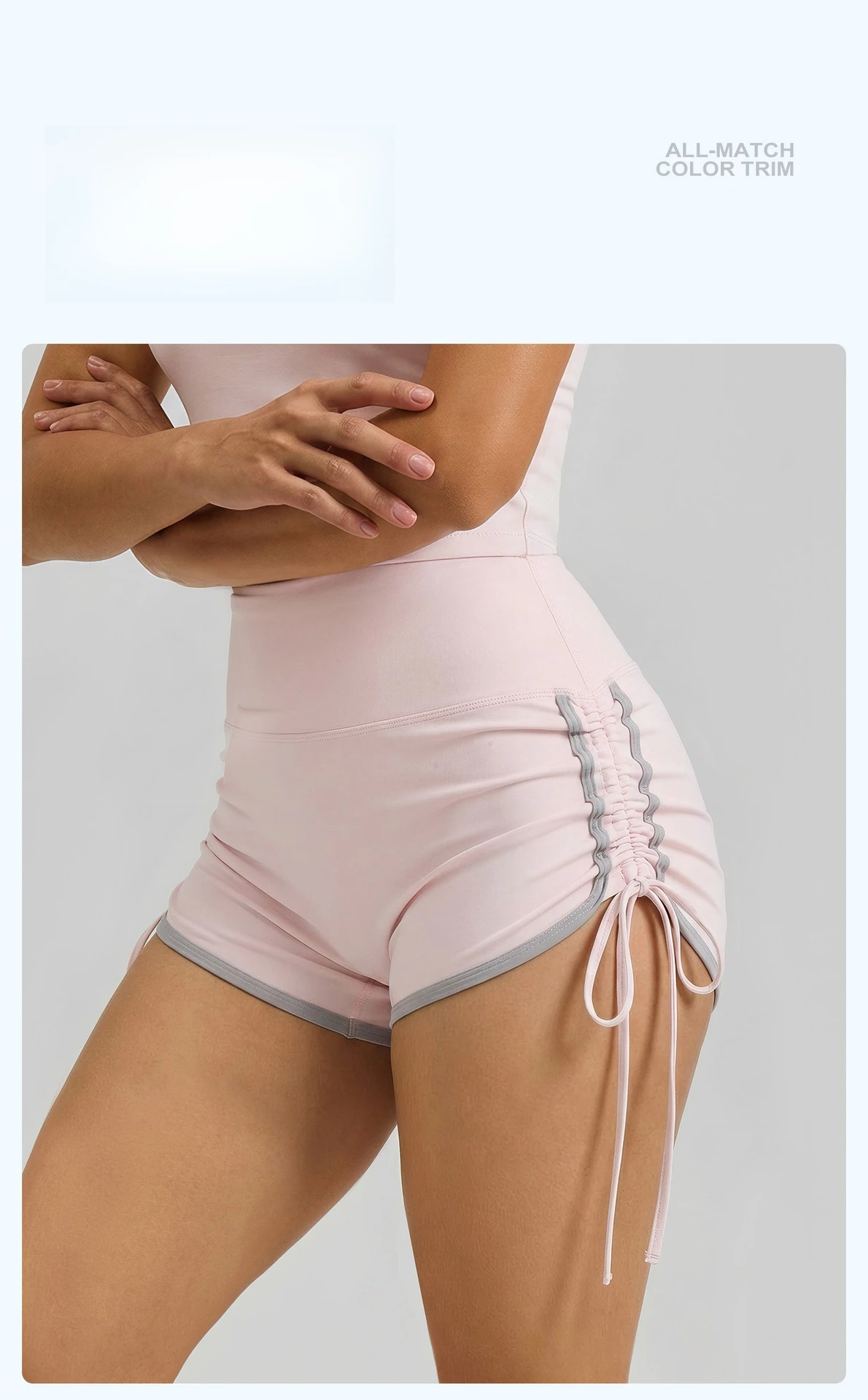 New Drawstring Sports Shorts Women High Waisted Contrasting Colors Shorts Workout Run Yoga Fitness Shorts Quick Drying Shorts