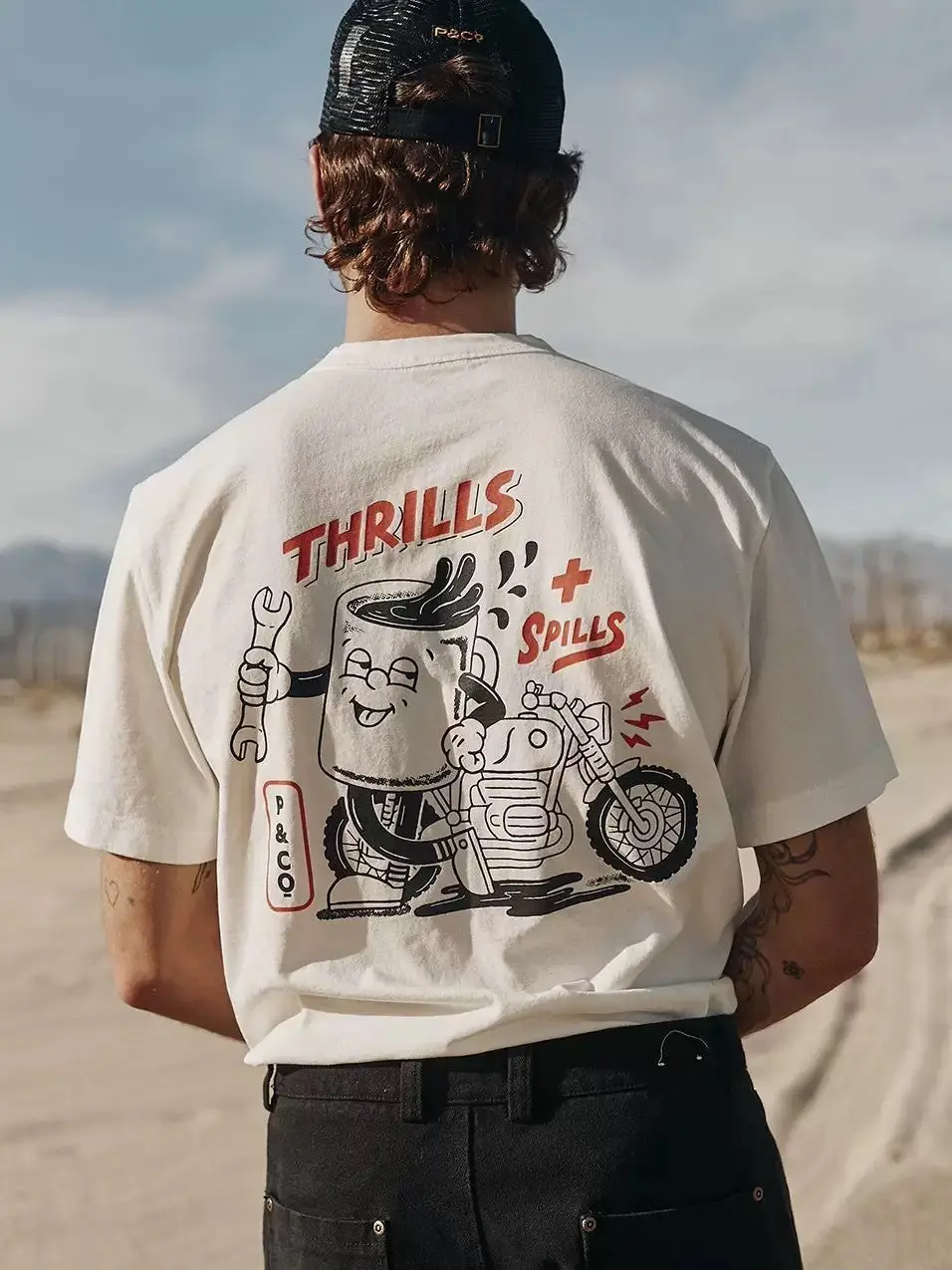 Heavyweight, Sheer Fabric. American-style Retro Pure Cotton Men's and Women's Design-oriented T-shirt. A Rare and Popular Item.