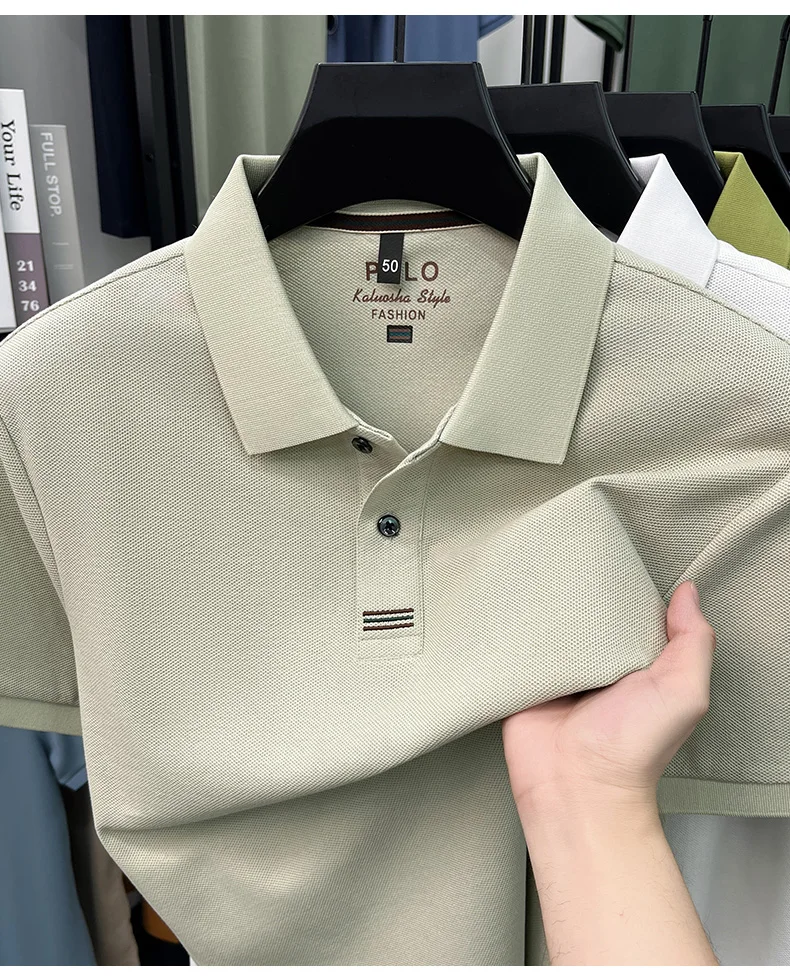 Trendy 100% cotton short sleeve men polo shirt brand high-end new embroidery skin friendly breathable solid color casual T-shirt