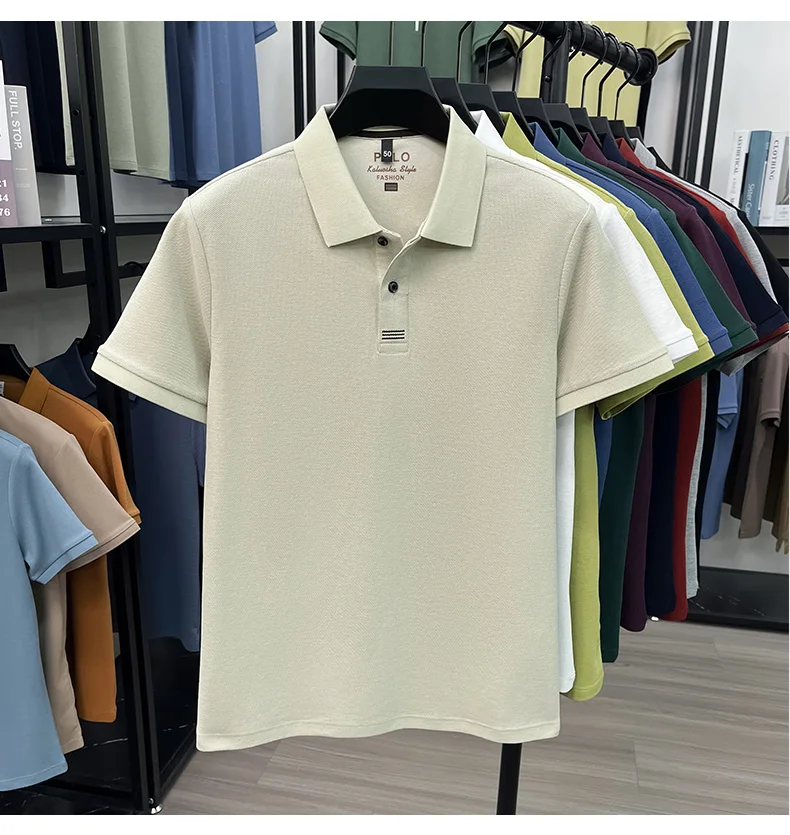 Trendy 100% cotton short sleeve men polo shirt brand high-end new embroidery skin friendly breathable solid color casual T-shirt