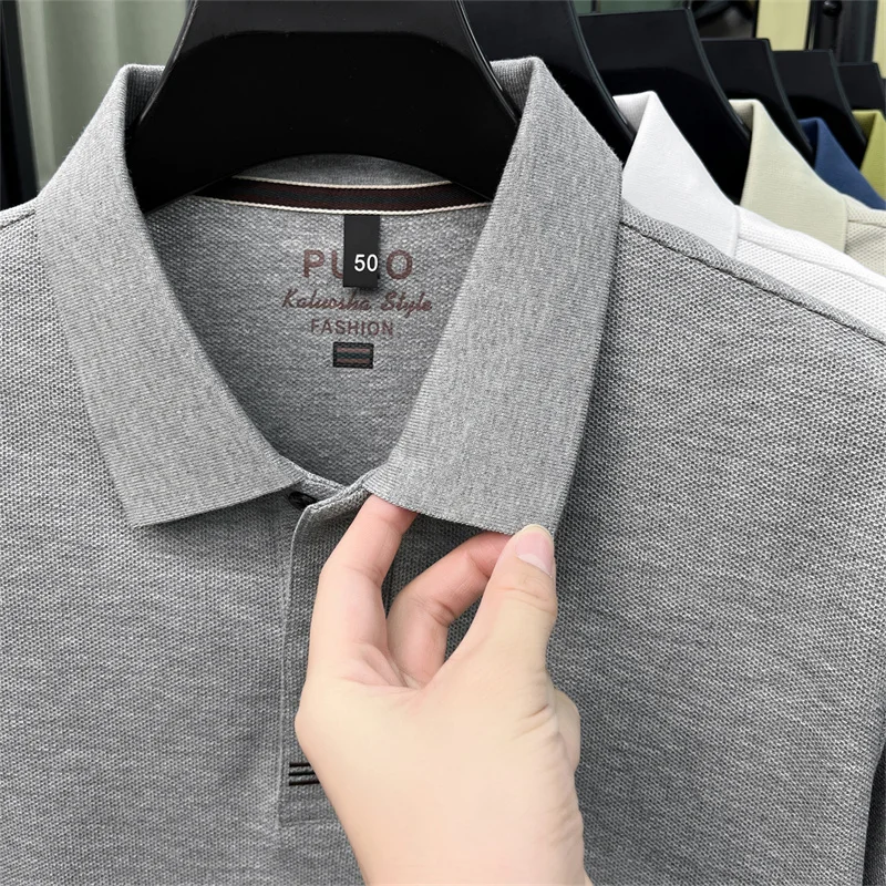 Trendy 100% cotton short sleeve men polo shirt brand high-end new embroidery skin friendly breathable solid color casual T-shirt