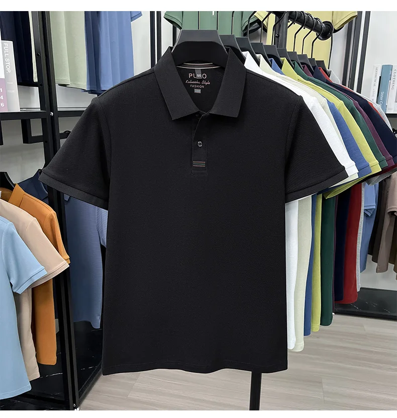 Trendy 100% cotton short sleeve men polo shirt brand high-end new embroidery skin friendly breathable solid color casual T-shirt