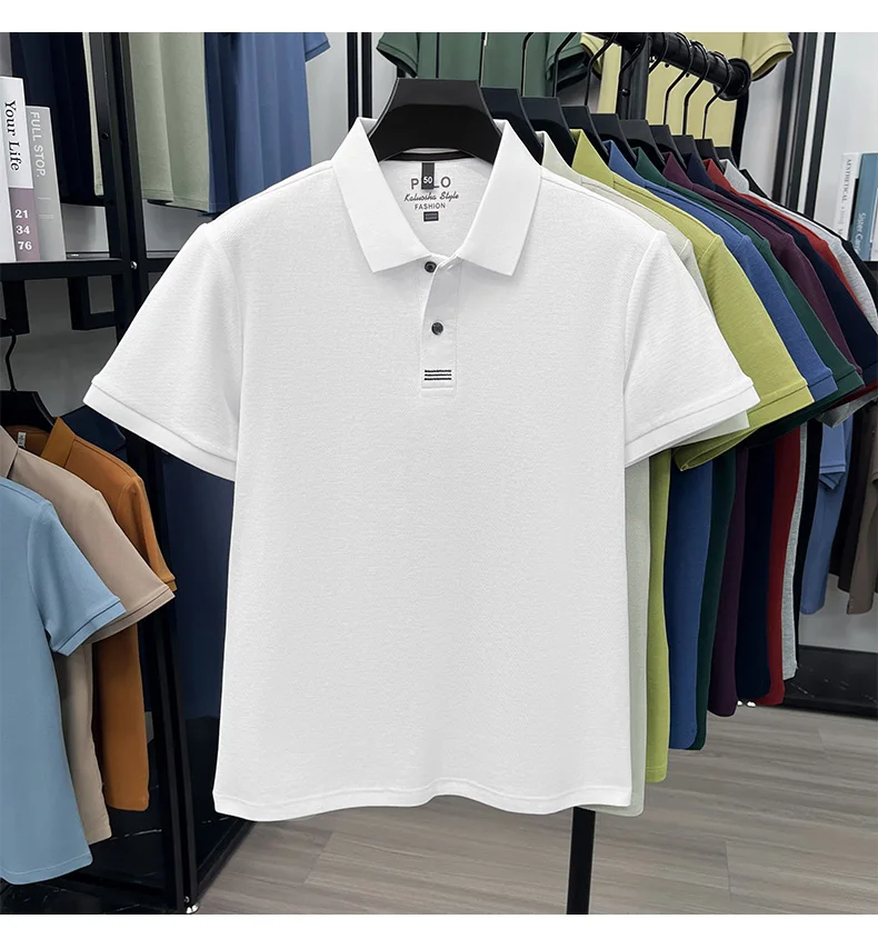 Trendy 100% cotton short sleeve men polo shirt brand high-end new embroidery skin friendly breathable solid color casual T-shirt