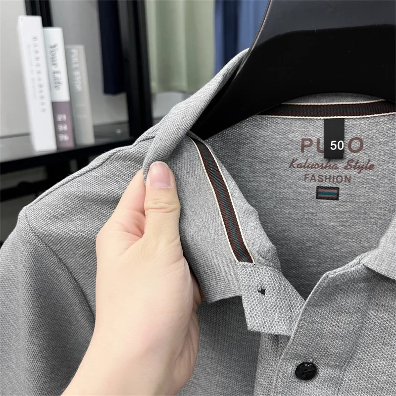 Trendy 100% cotton short sleeve men polo shirt brand high-end new embroidery skin friendly breathable solid color casual T-shirt
