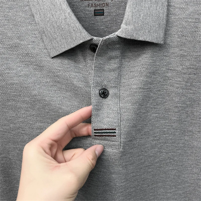 Trendy 100% cotton short sleeve men polo shirt brand high-end new embroidery skin friendly breathable solid color casual T-shirt