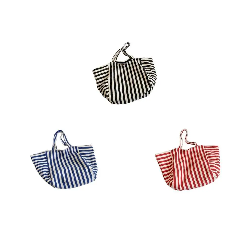 Canvas Stripe Underarm Bag Shopping Bag Black/Blue/Red Felt Handbag Shoulder Pouch All-match Cloth Shoulder Bag Women