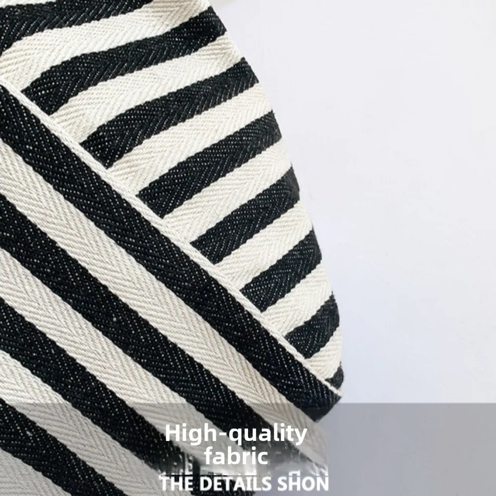 Canvas Stripe Underarm Bag Shopping Bag Black/Blue/Red Felt Handbag Shoulder Pouch All-match Cloth Shoulder Bag Women