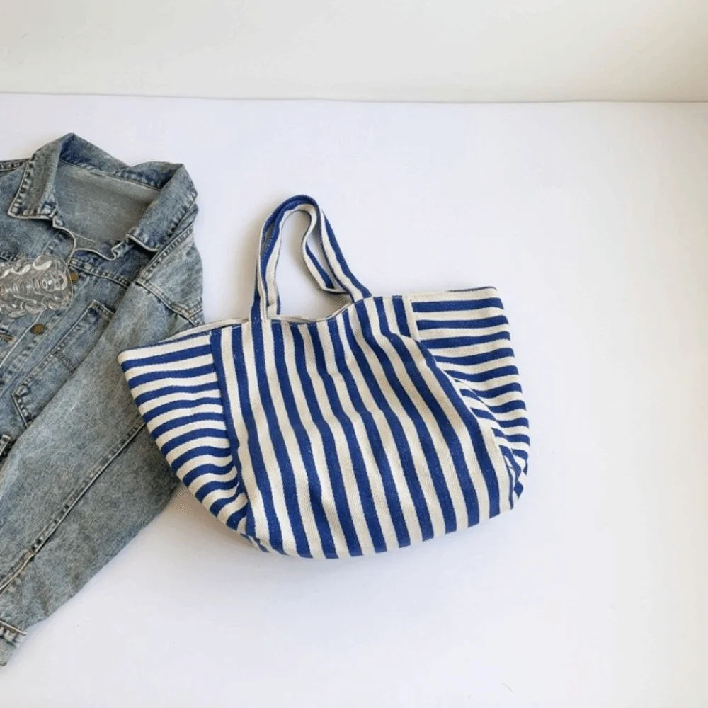 Canvas Stripe Underarm Bag Shopping Bag Black/Blue/Red Felt Handbag Shoulder Pouch All-match Cloth Shoulder Bag Women