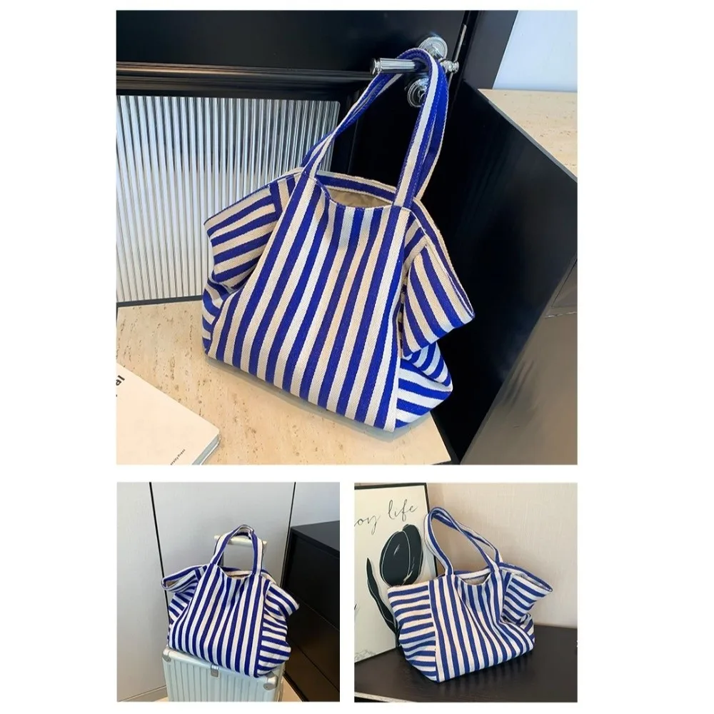 Canvas Stripe Underarm Bag Shopping Bag Black/Blue/Red Felt Handbag Shoulder Pouch All-match Cloth Shoulder Bag Women