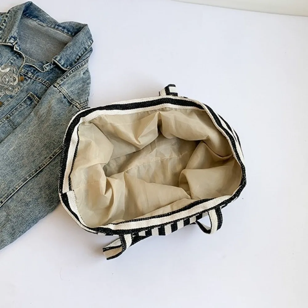 Canvas Stripe Underarm Bag Shopping Bag Black/Blue/Red Felt Handbag Shoulder Pouch All-match Cloth Shoulder Bag Women