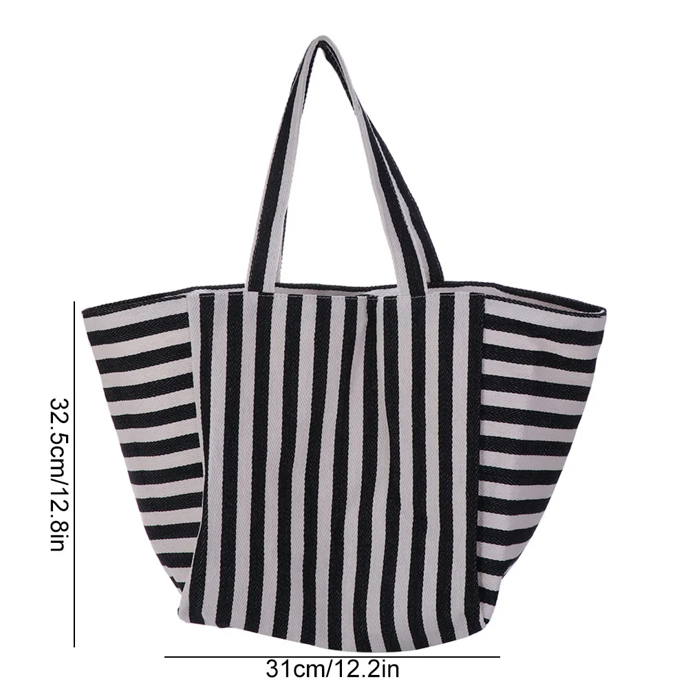 Canvas Stripe Underarm Bag Shopping Bag Black/Blue/Red Felt Handbag Shoulder Pouch All-match Cloth Shoulder Bag Women