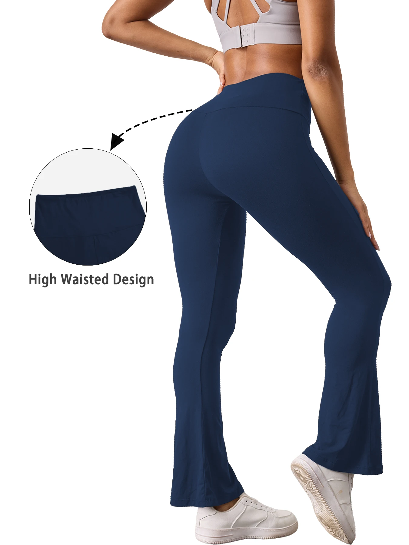 Ladies High-Rise Flared Yoga Trousers with Leg Bottom. Perfect for Yoga or Casual.