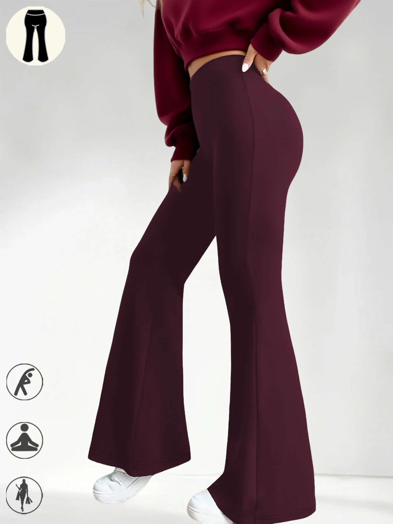 Ladies High-Rise Flared Yoga Trousers with Leg Bottom. Perfect for Yoga or Casual.