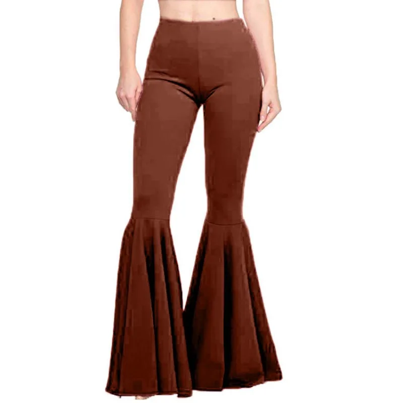 Hot Selling Women's Mermaid Plus Size High Waist Slim Fit Elastic Thin Casual Fashion Simple Leg Repair Flared Pants