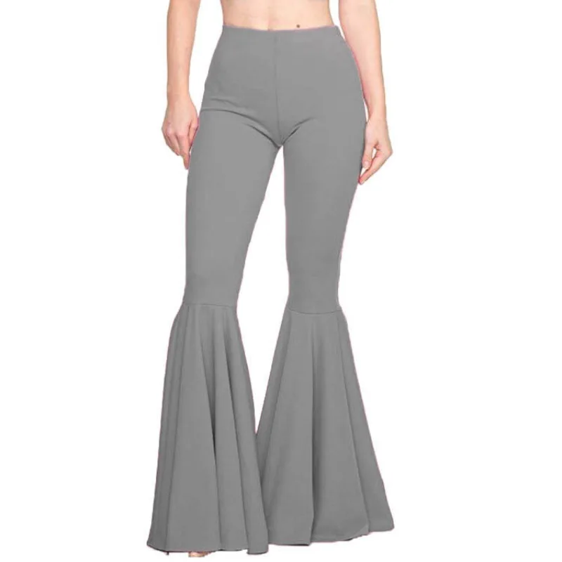 Hot Selling Women's Mermaid Plus Size High Waist Slim Fit Elastic Thin Casual Fashion Simple Leg Repair Flared Pants