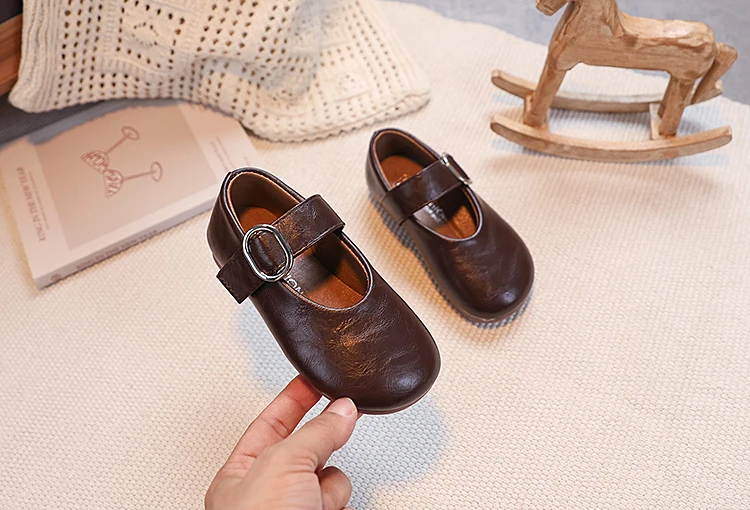 Girls Leather Shoes for Toddlers 2026 New Autumn Students Ballet Flats Soft Sole Simple Princess Kids School Dance Party Flats