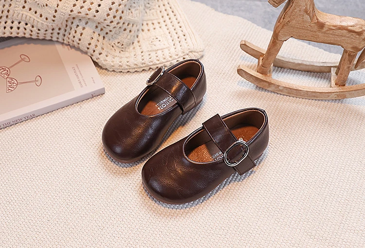 Girls Leather Shoes for Toddlers 2026 New Autumn Students Ballet Flats Soft Sole Simple Princess Kids School Dance Party Flats