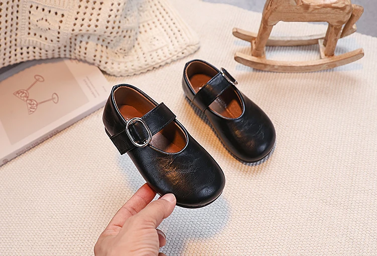 Girls Leather Shoes for Toddlers 2026 New Autumn Students Ballet Flats Soft Sole Simple Princess Kids School Dance Party Flats