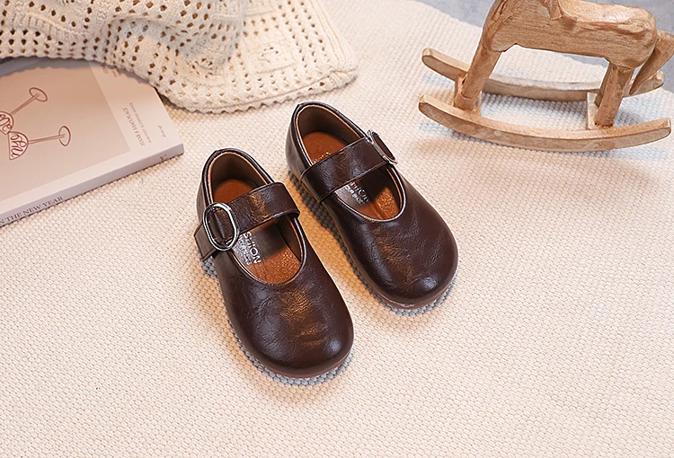 Girls Leather Shoes for Toddlers 2026 New Autumn Students Ballet Flats Soft Sole Simple Princess Kids School Dance Party Flats