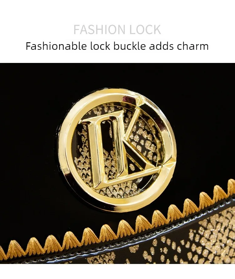 LK Manufacturer Direct Sale Fashion Versatile High-End Snake Print Glossy Leather Single Shoulder Crossbody Chain Bag