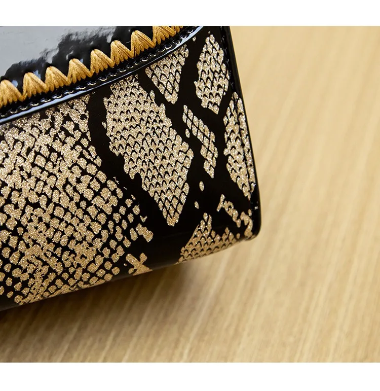 LK Manufacturer Direct Sale Fashion Versatile High-End Snake Print Glossy Leather Single Shoulder Crossbody Chain Bag