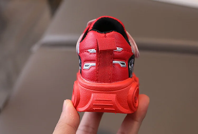 2026 Kids'Casual Shoes Led Light Car Club Cartoon PU Leather Spring Shoes For Children Anti-slip Red Blue Shoes Size 21-30