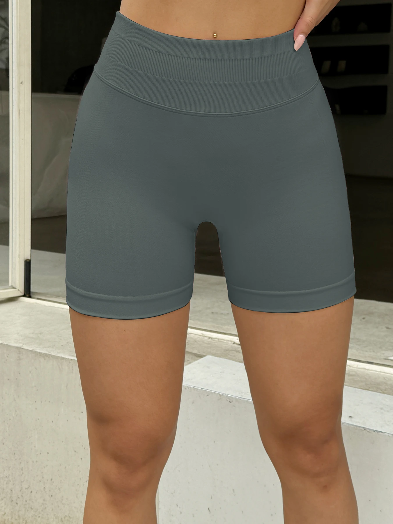 Summer High Waisted Yoga Shorts For Women Fashionable and Sexy Running Fitness Pants Solid Color Yoga Leggings Elastic Tights
