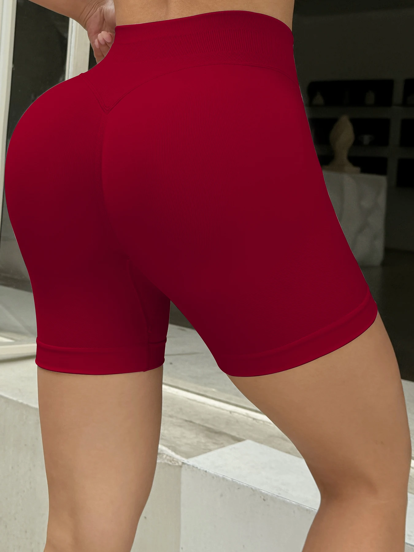 Summer High Waisted Yoga Shorts For Women Fashionable and Sexy Running Fitness Pants Solid Color Yoga Leggings Elastic Tights