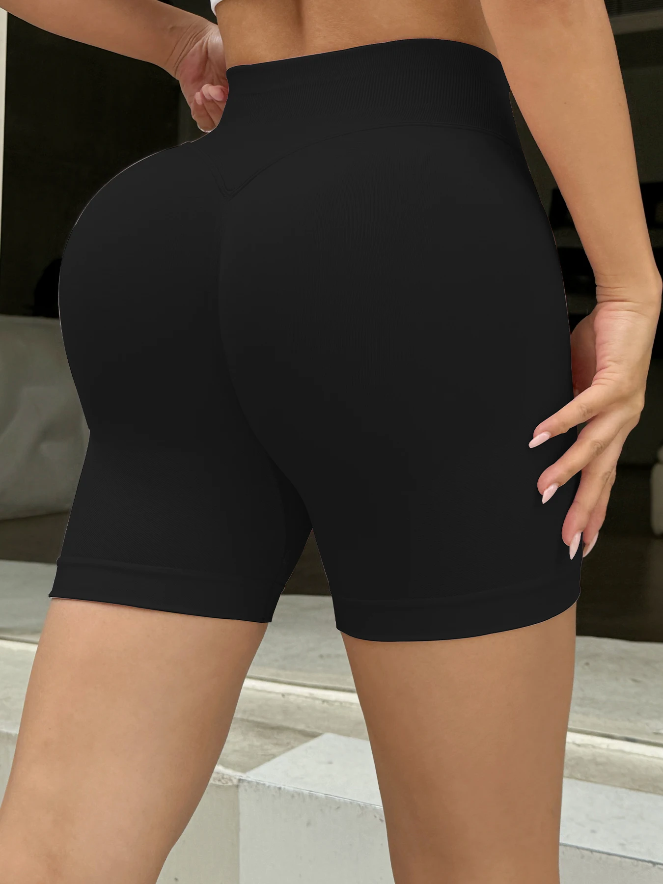 Summer High Waisted Yoga Shorts For Women Fashionable and Sexy Running Fitness Pants Solid Color Yoga Leggings Elastic Tights
