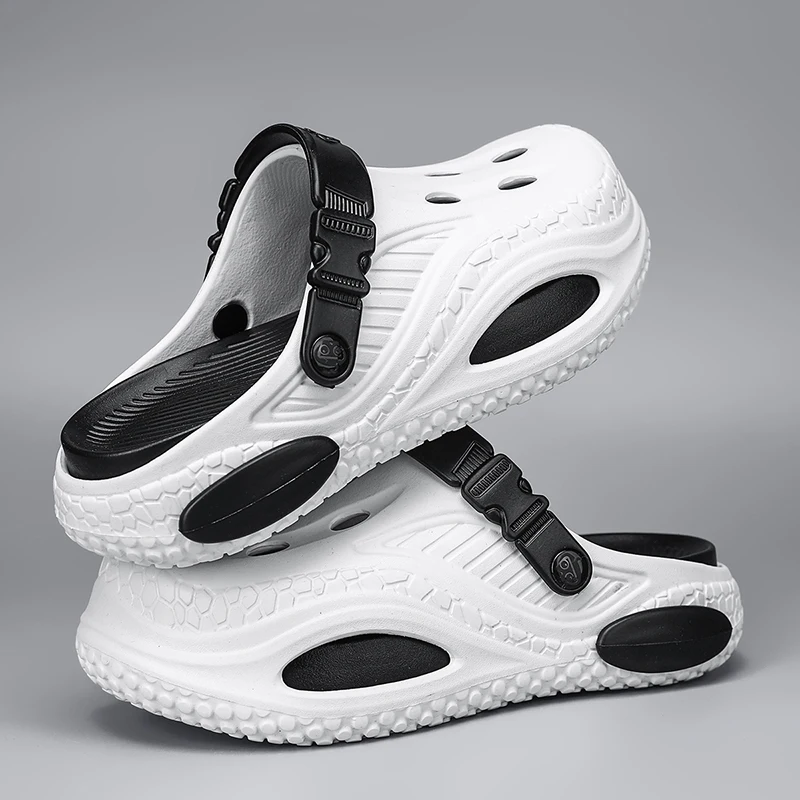 Summer breathable fashionable men's and women's slippers thick soled perforated shoes outdoor sports and leisure beach shoes 48