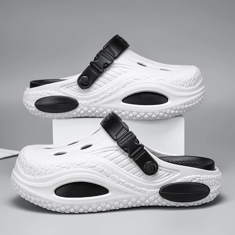 Summer breathable fashionable men's and women's slippers thick soled perforated shoes outdoor sports and leisure beach shoes 48