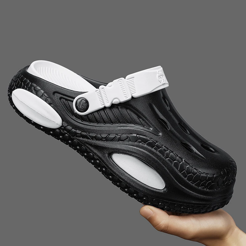 Summer breathable fashionable men's and women's slippers thick soled perforated shoes outdoor sports and leisure beach shoes 48