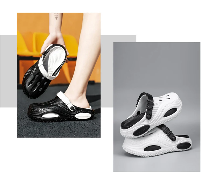 Summer breathable fashionable men's and women's slippers thick soled perforated shoes outdoor sports and leisure beach shoes 48