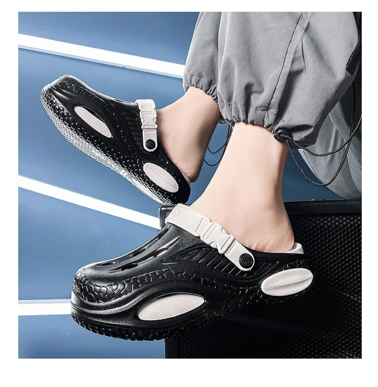 Summer breathable fashionable men's and women's slippers thick soled perforated shoes outdoor sports and leisure beach shoes 48