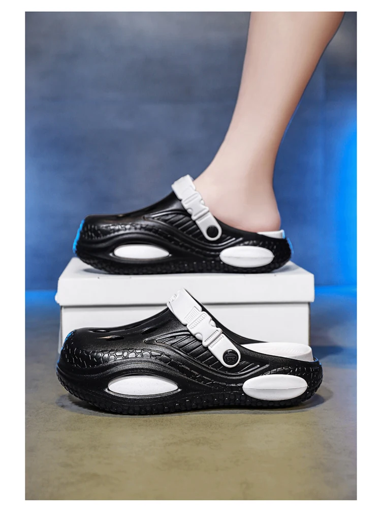 Summer breathable fashionable men's and women's slippers thick soled perforated shoes outdoor sports and leisure beach shoes 48