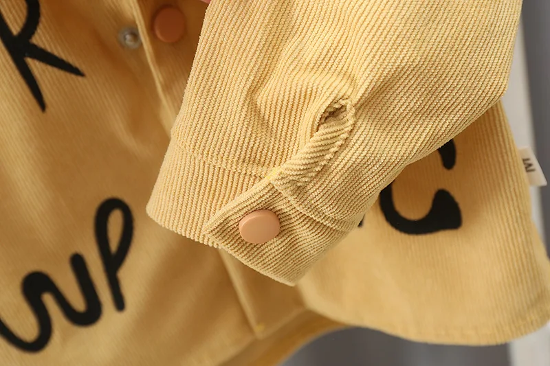 Children's Set Boys' Spring and Autumn New Korean Version Corduroy Letter Cardigan Long Sleeved Two-Piece Set