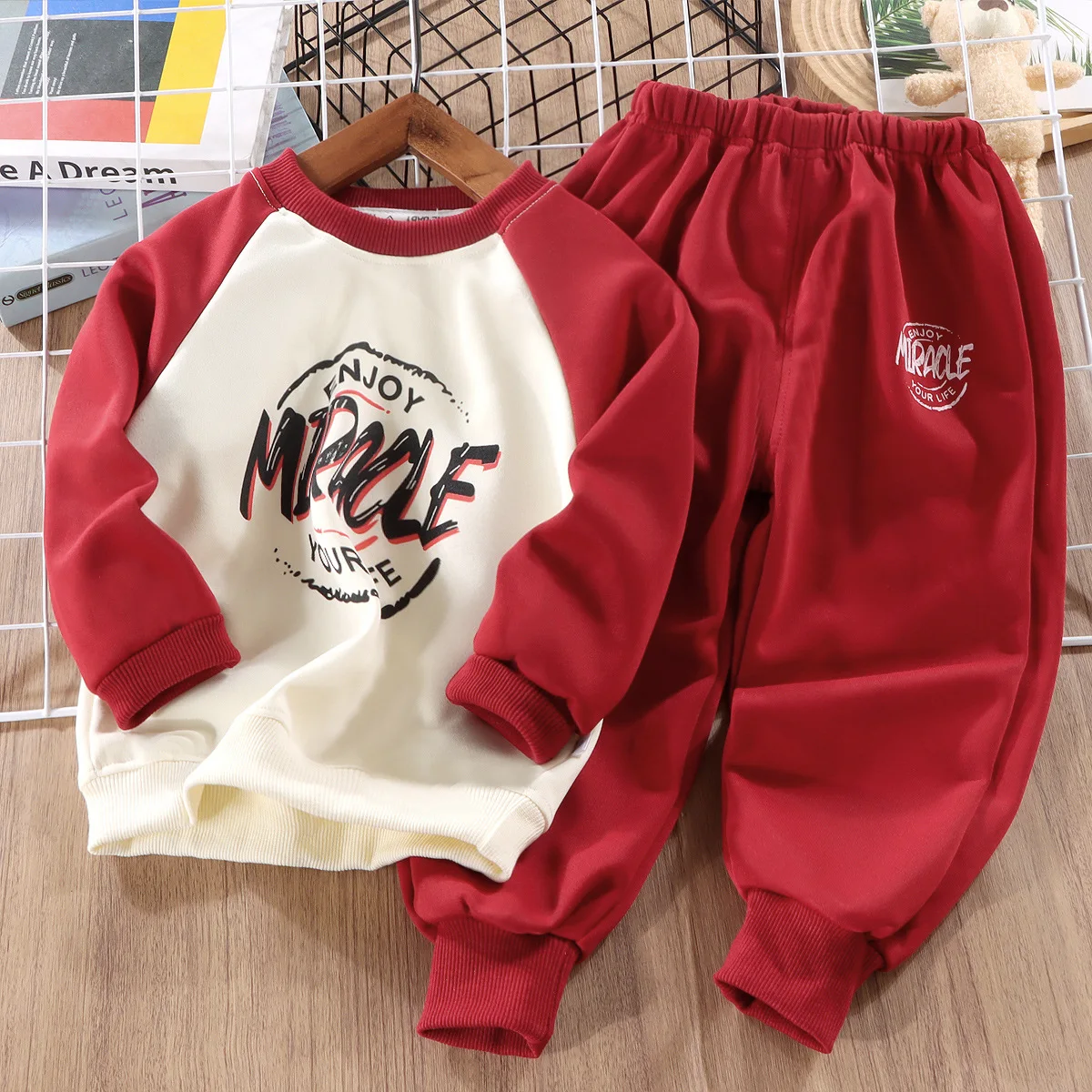 Children's Set Boys' Spring and Autumn New Korean Version Corduroy Letter Cardigan Long Sleeved Two-Piece Set