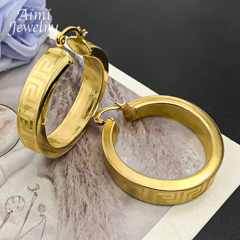 Italian Classic Jewelry Sets Rope Hook Dubai Round 18K Gold Plated Hoop Earrings for Woman Circle Earring Party Wedding Gifts